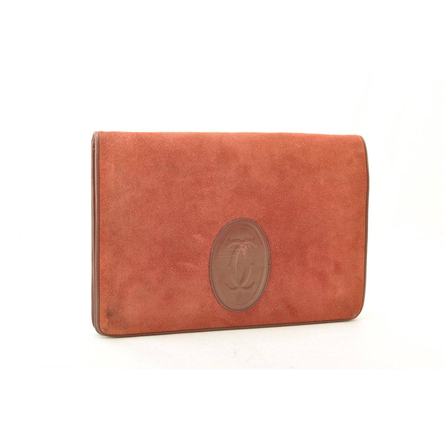 Cartier Suede Clutch Bag Auth Ar2002